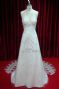 fashionable satin net lace beading halter wedding dresses